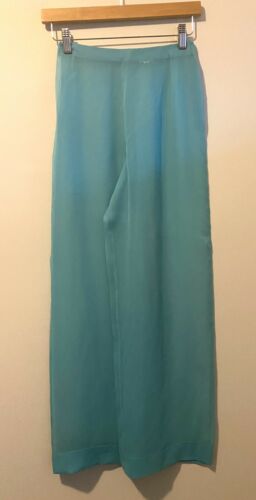 Emilio Pucci Pants Sheer Silk Blue Crepe Wide Leg 1960s Italy XS Vintage Sz 8 - Fresh Stock Dated March 2026