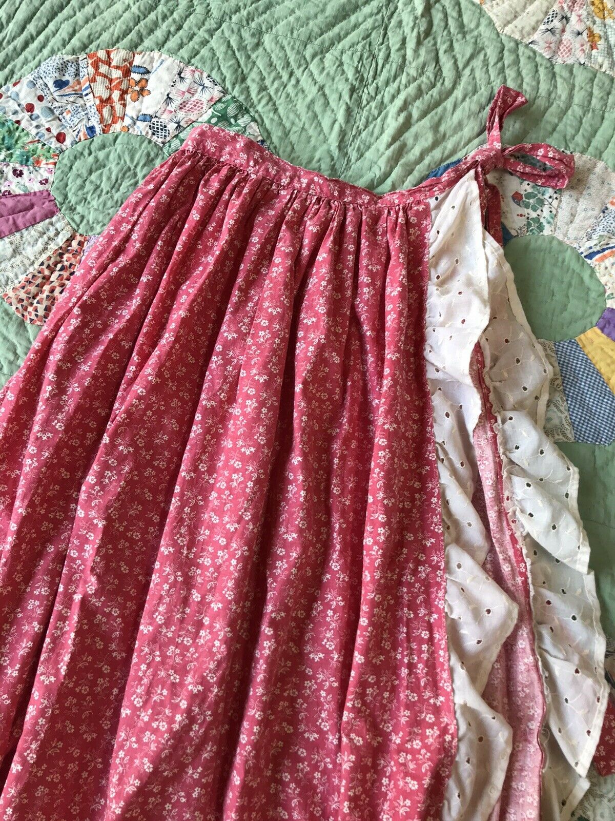 Vtg 1970's Floral Lace Homespun Prairie Gunne Sax Style Maxi Wrap Skirt Sm Med - Fresh Stock Dated February 2026