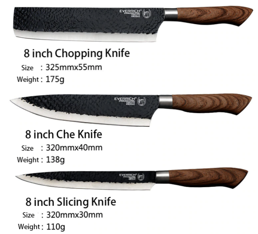 Set Stainless Steel Chef Handmade Knife of 6 pcs Kitchen Knives Scissors Peeler - Fresh Stock Dated December 2025