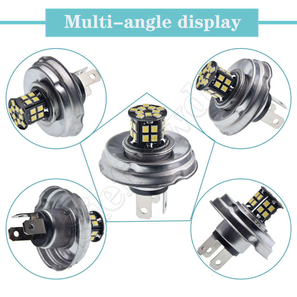 2 x P45T R2 Motorcycle LED Headlight Motorbike Light Bulb Lamp 30SMD 12V 24V DC - Fresh Stock Dated February 2026