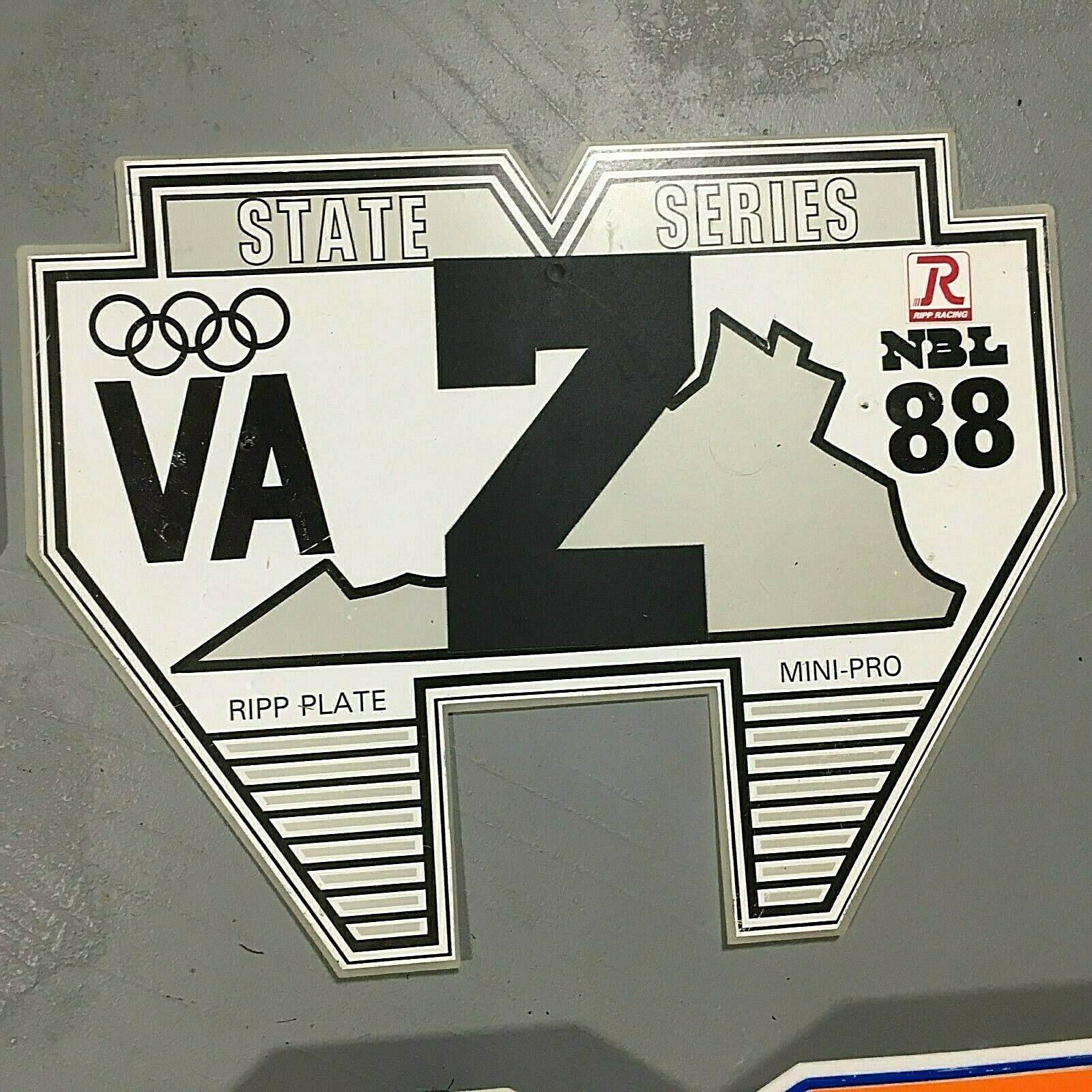 RIPP PLATE Old School BMX Mini Number Plate 1988 Virginia State Trophy Plate NBL - Fresh Stock Dated December 2025