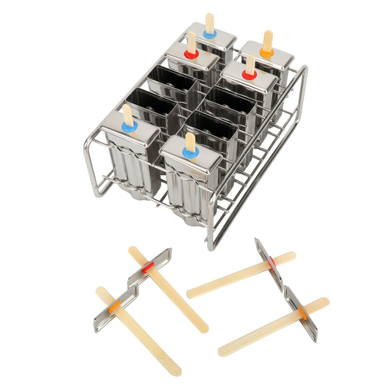 10Pcs Ice Cream Bars Pop Mold Stainless Steel Frozen Popsicle Popsicle Molds Set - Fresh Stock Dated December 2025