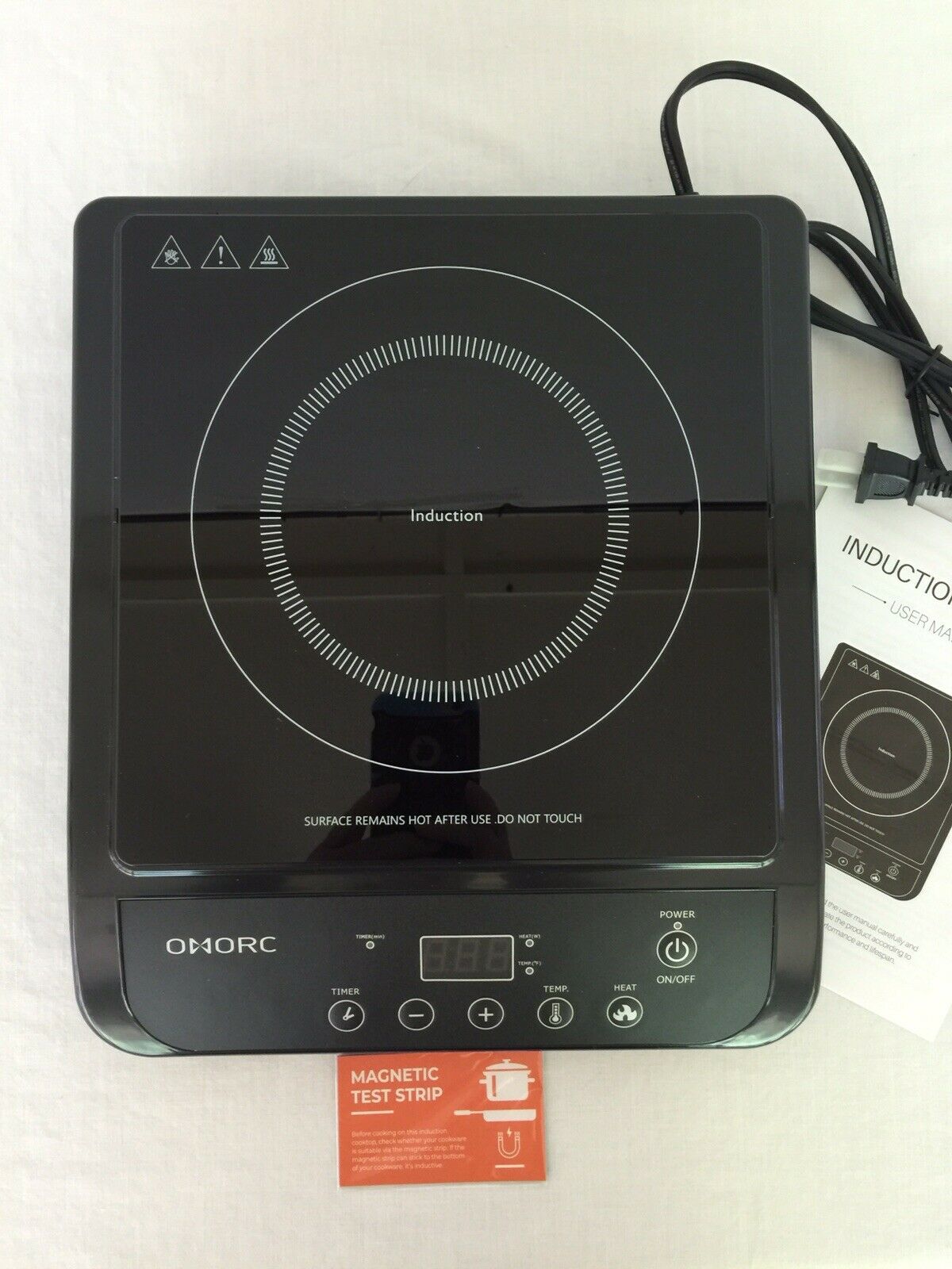 OMORC Portable Induction Cooktop Touch-Control Countertop Burner 10 Power Levels - Fresh Stock Dated December 2025
