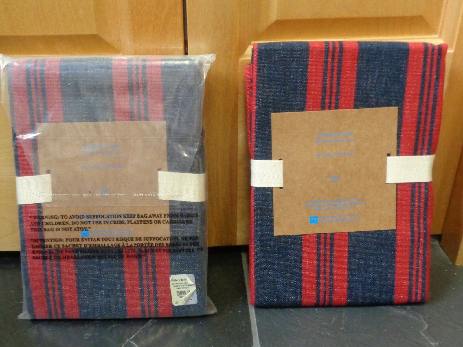 NEW Pottery Barn Teen PB Teen Taos Striped Red Blue Standard Sham Set of 2 - Fresh Stock Dated December 2025