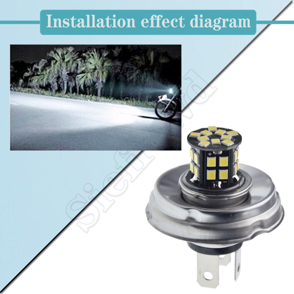 2 x P45T R2 Motorcycle LED Headlight Motorbike Light Bulb Lamp 30SMD 12V 24V DC - Fresh Stock Dated February 2026