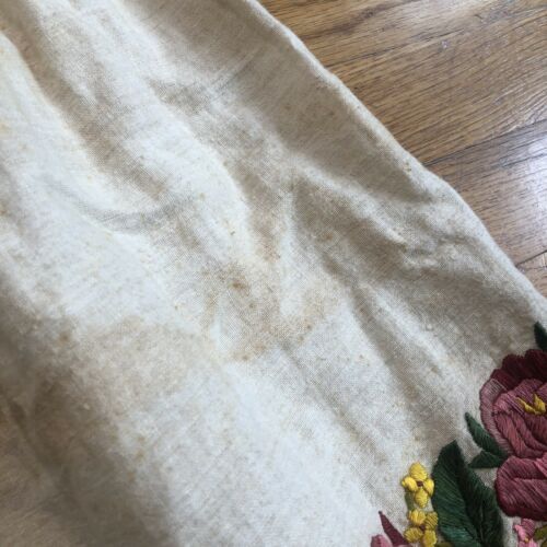 Vintage Antique Handmade Linen Skirt Floral Embroidered Flowers Hand Stitched - Fresh Stock Dated December 2025