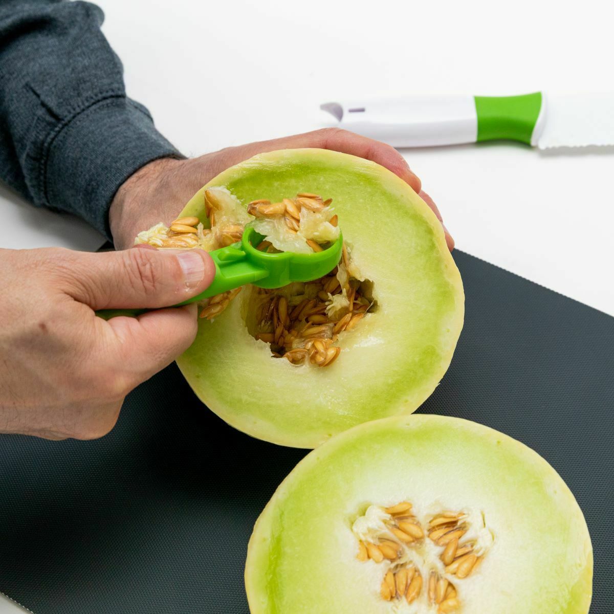 Serrated Melon Knife With Detachable Scoop For Slicing Bread Fruit Watermelon - Fresh Stock Dated January 2026