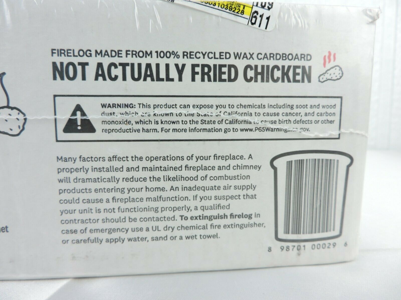 KFC Firelog 11 Herbs & Spices Envirolog Kentucky Fried Chicken 1 Count 5lbs New - Fresh Stock Dated December 2025