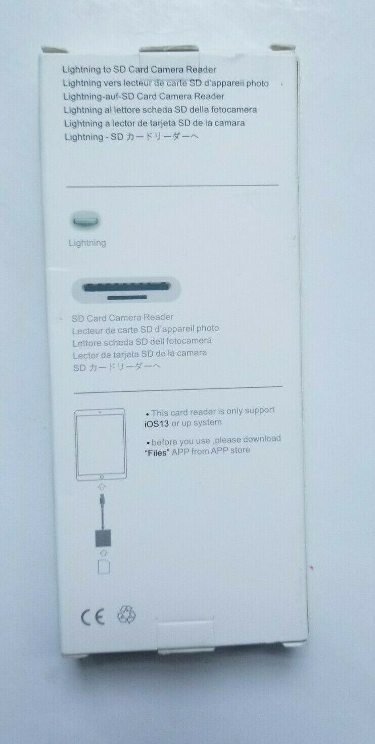 Lighning to SD Card Camera Reader - IOS 13 or up - Fresh Stock Dated February 2026