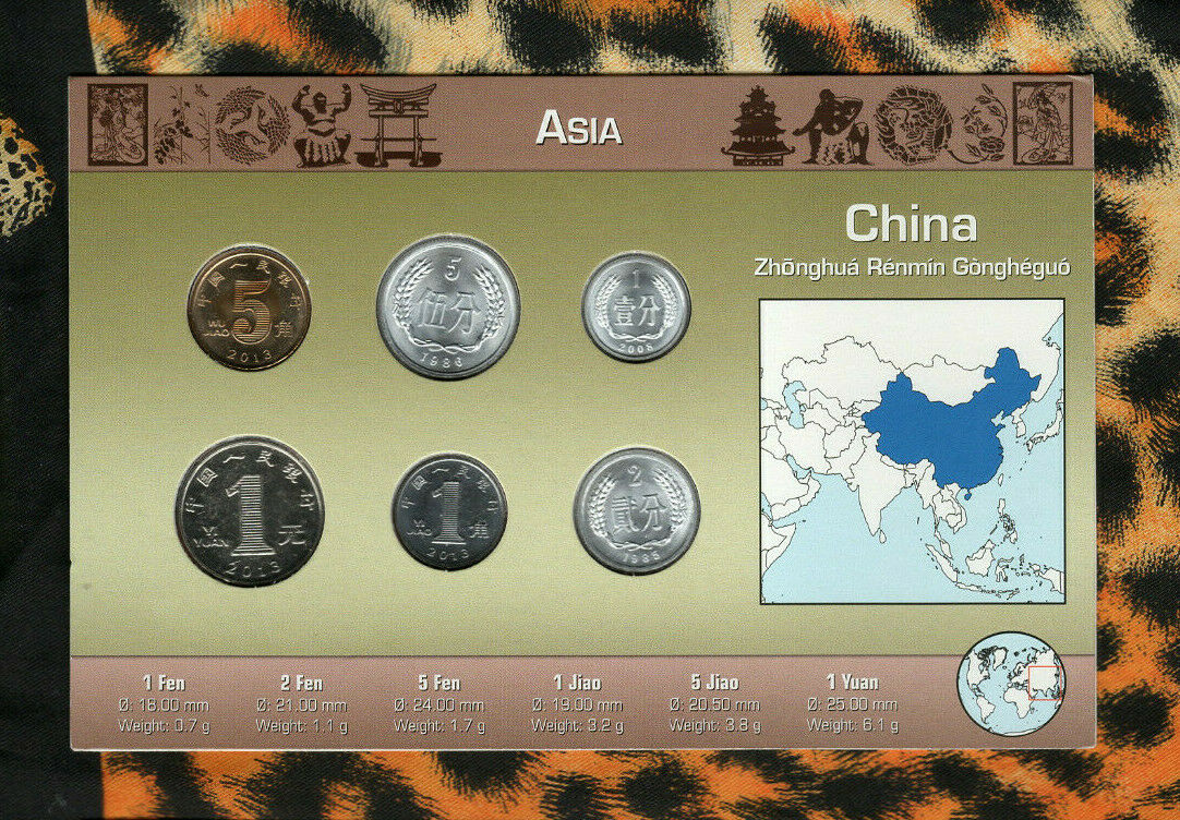 Coins from Around the World China 6 coin set UNC 1985 - 2013 5 Fen 1986 2 Fen 85 - Fresh Stock Dated February 2026