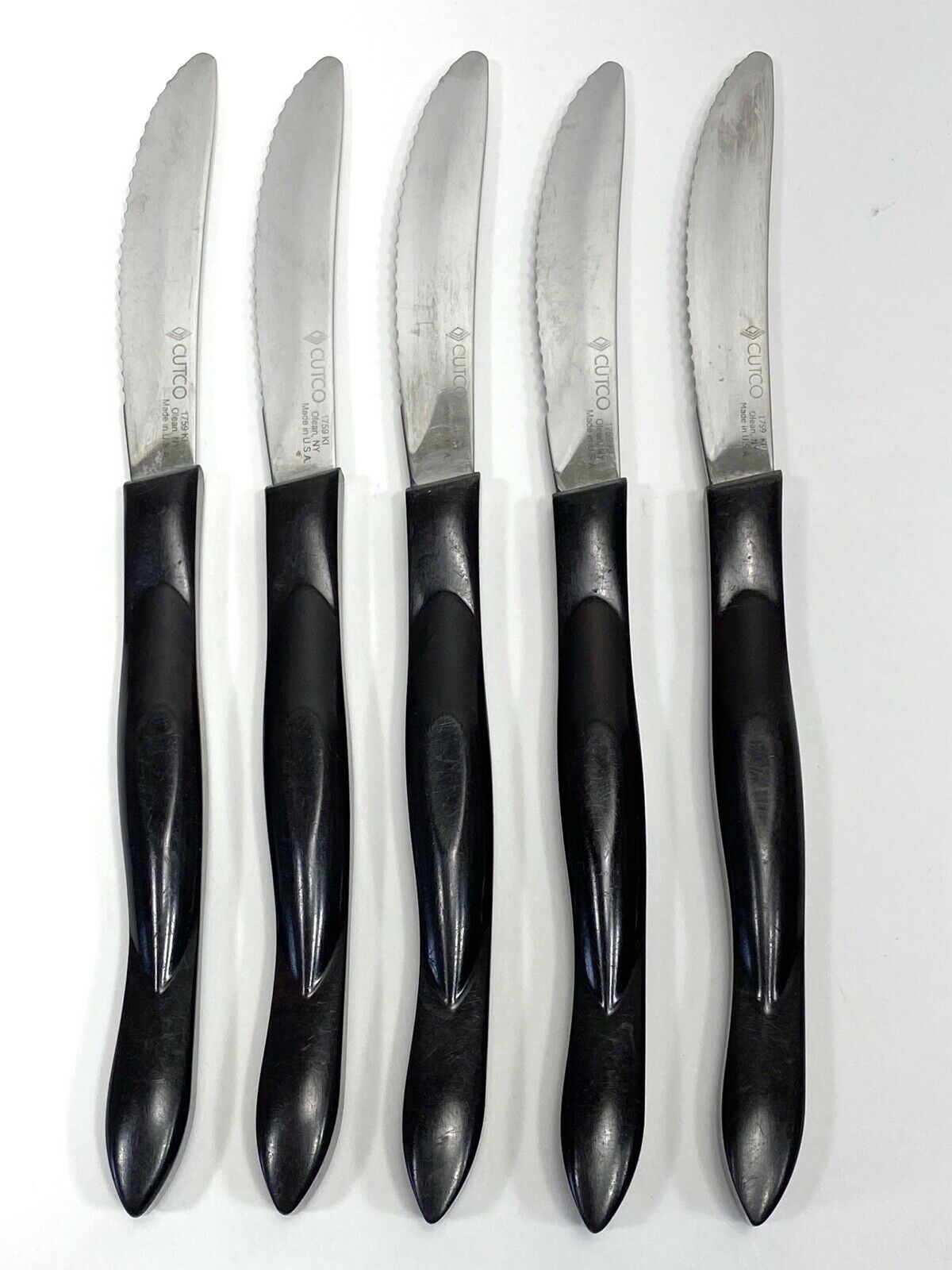Cutco Steak Knives 1759 KI Set of 5 Dark Brown Marble Orange USA - Fresh Stock Dated December 2025