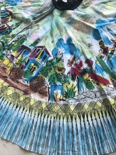 Vintage Mexican Hand Painted Circle Skirt Very Bright - Fresh Stock Dated February 2026