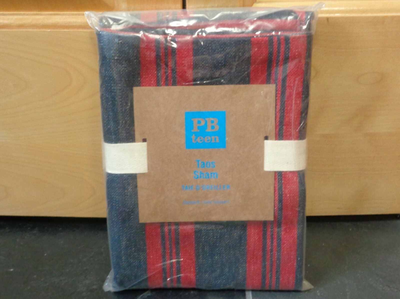 NEW Pottery Barn Teen PB Teen Taos Striped Red Blue Standard Sham Set of 2 - Fresh Stock Dated December 2025
