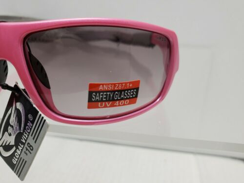 Global Vision Safety Eyewear, FIGHT BACK, Pink Frame, UV400, ANSI Z87.1+ - Fresh Stock Dated February 2026