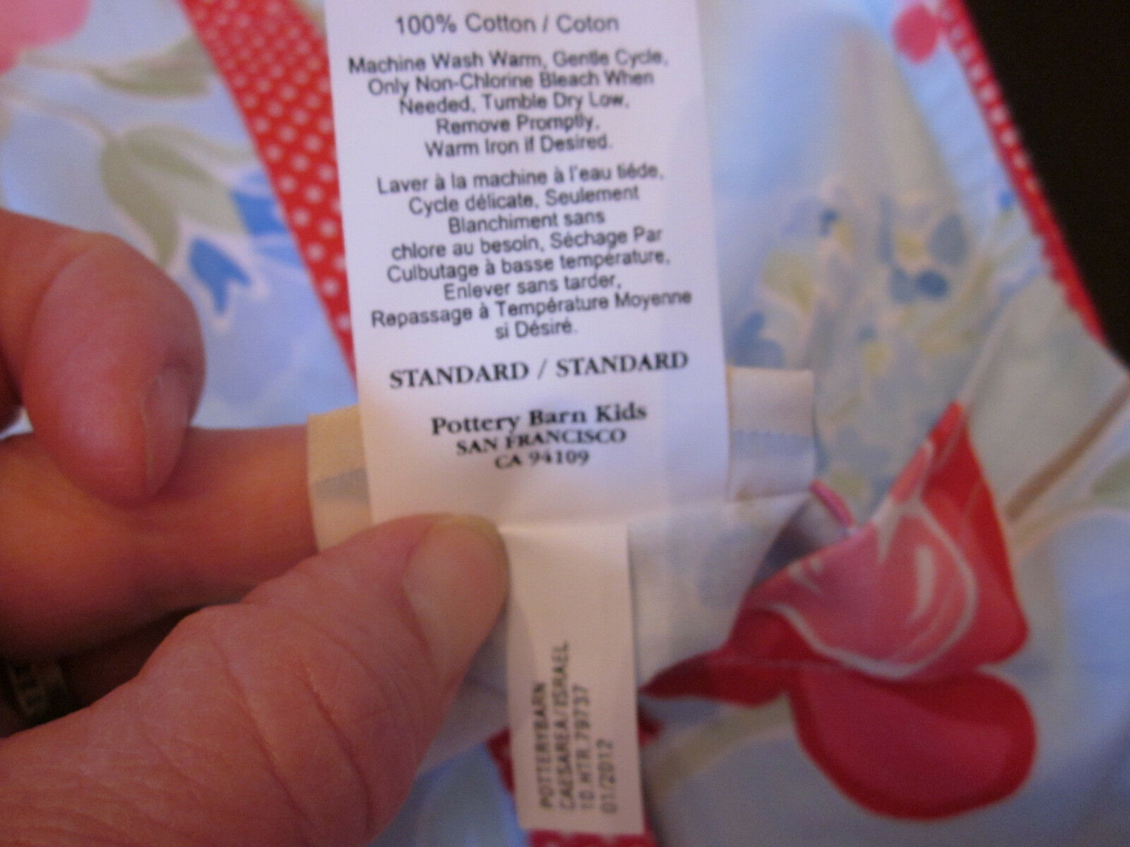 Pottery Barn Kids Bailey Sham Blue Standard New Pillowcase Butterflies & Flowers - Fresh Stock Dated January 2026