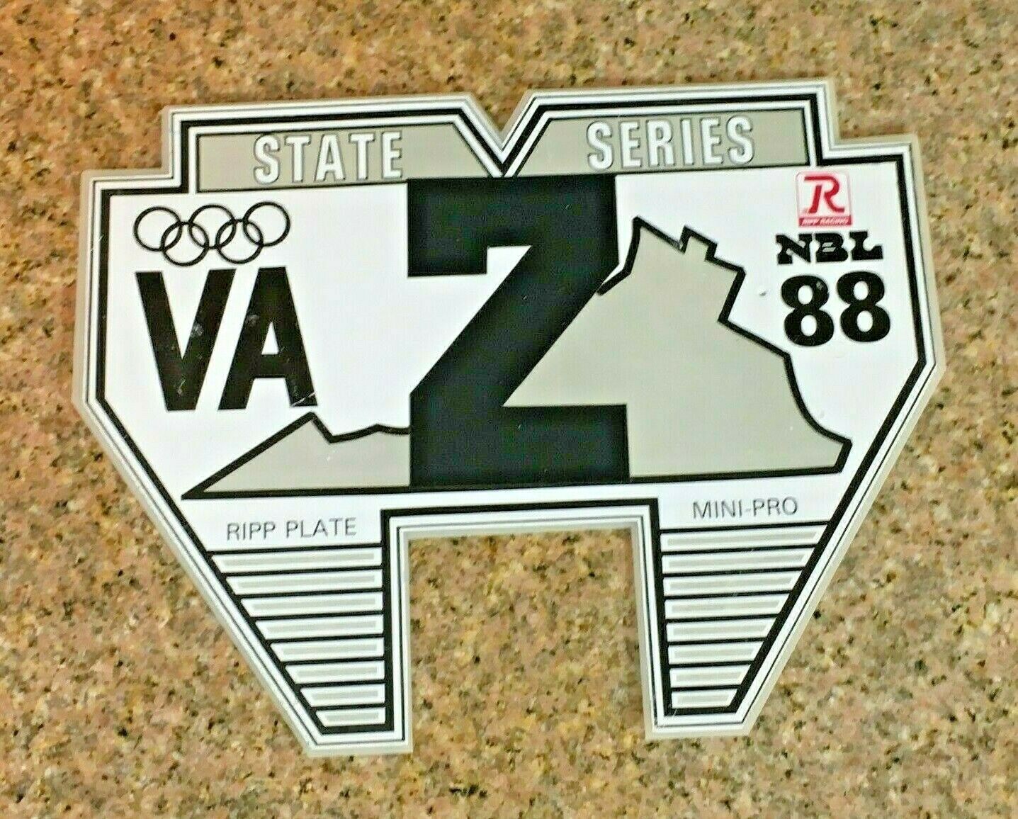 RIPP PLATE Old School BMX Mini Number Plate 1988 Virginia State Trophy Plate NBL - Fresh Stock Dated December 2025