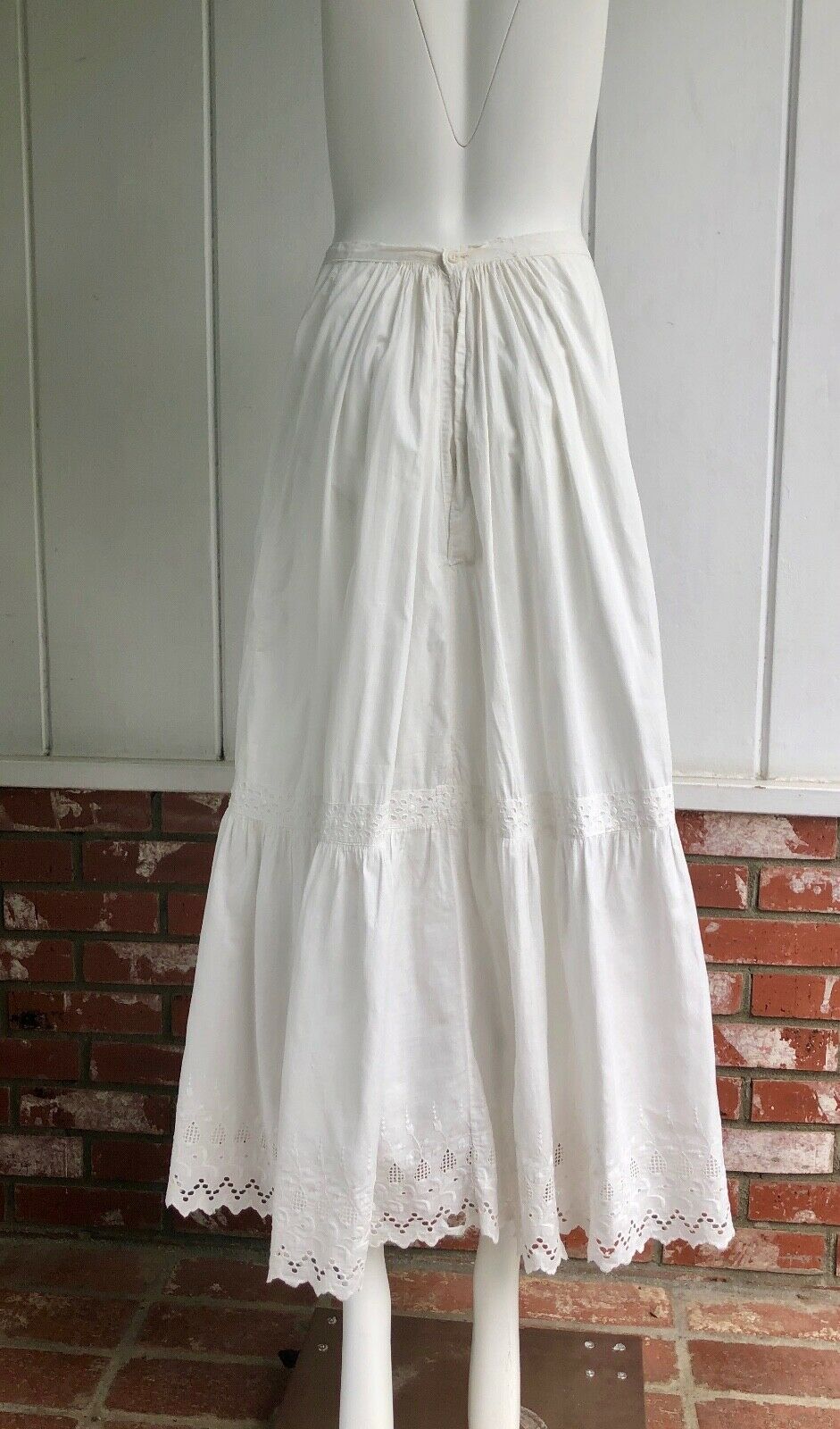 Antique Victorian Edwardian Cotton Eyelet Maxi Slip Petticoat Under Skirt S - Fresh Stock Dated December 2025