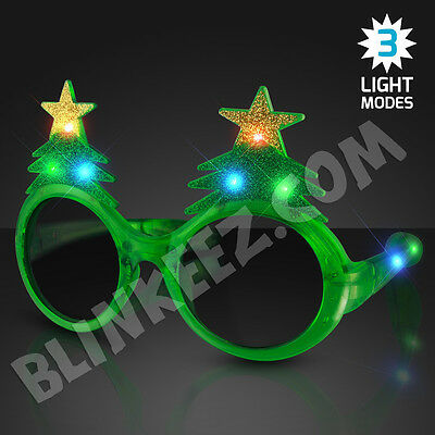 LED Light Up Flashing Christmas Tree Glasses Shades Party Favors Holiday Fun~ - Fresh Stock Dated February 2026