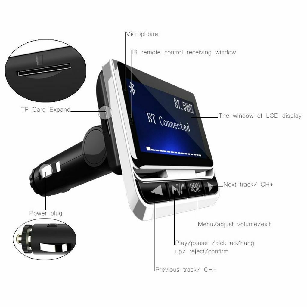 1.44Inch LCD Bluetooth Car MP3 Player Wireless FM Transmitter Car Charger Remote - Fresh Stock Dated February 2026