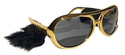 ELVIS SUNGLASSES With Sideburns Presley Rock & Roll Sun Glasses Costume Gold Gag - Fresh Stock Dated December 2025