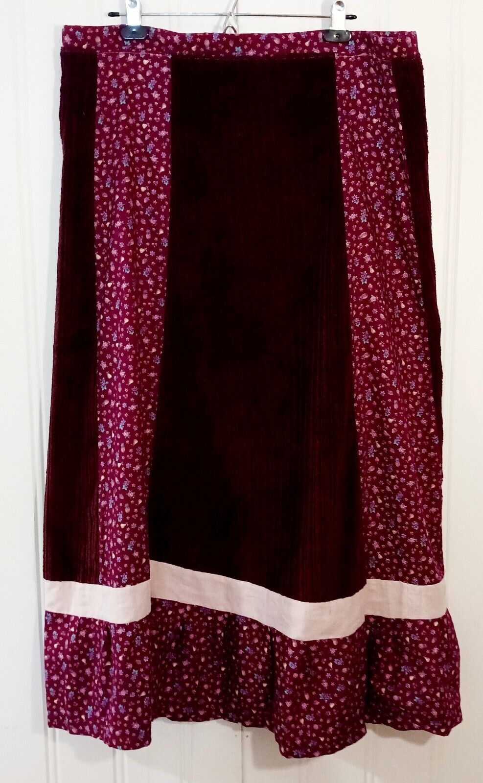 Vintage Boho Handmade Skirt Long Cotton & Corduroy Mushroom Fruit - Fresh Stock Dated March 2026