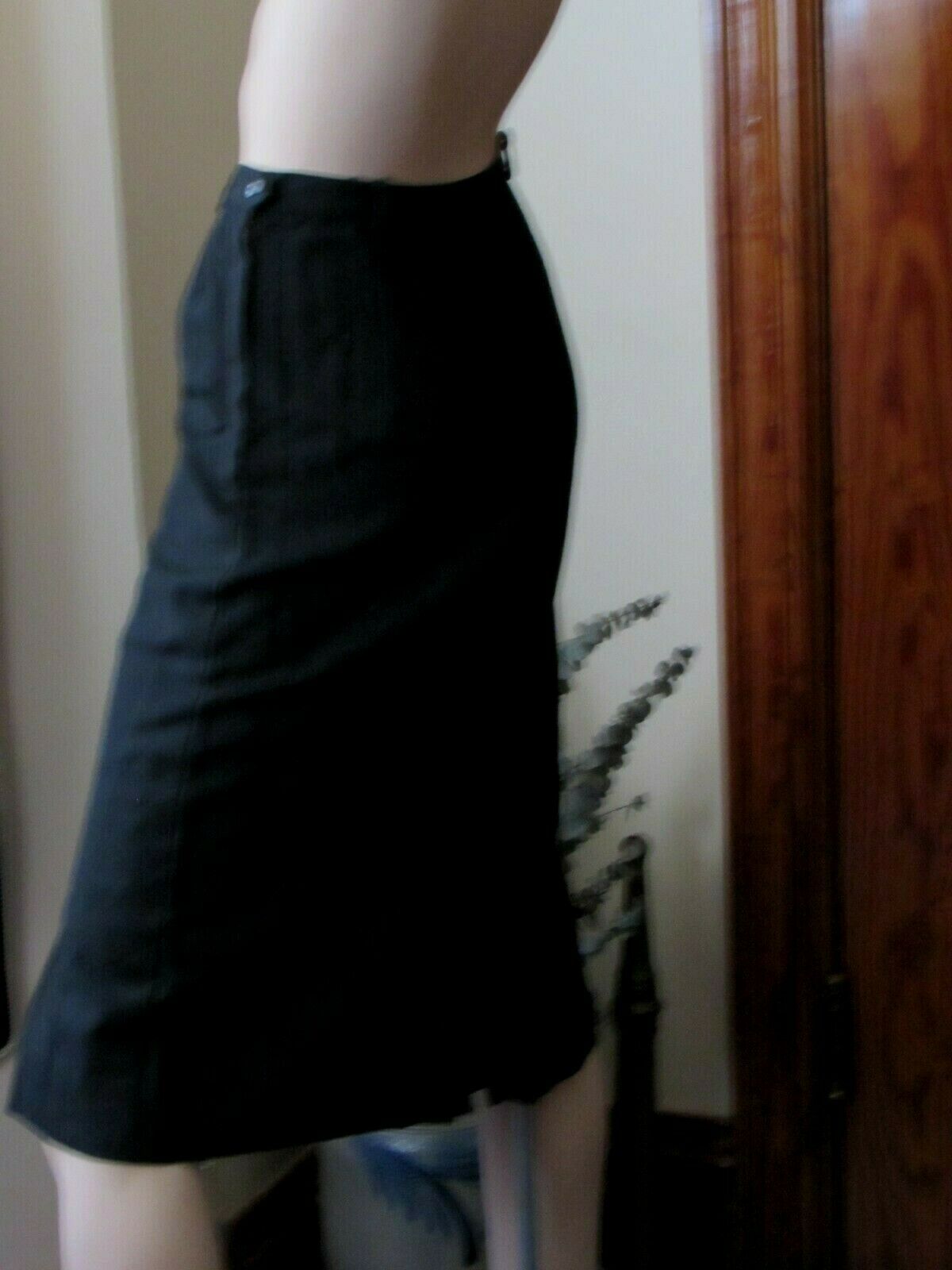 1950s ViNTAGE BLACK SLIM WIGGLE SKIRT LINEN-LOOK Front & Back Kick Pleats Size S - Fresh Stock Dated February 2026