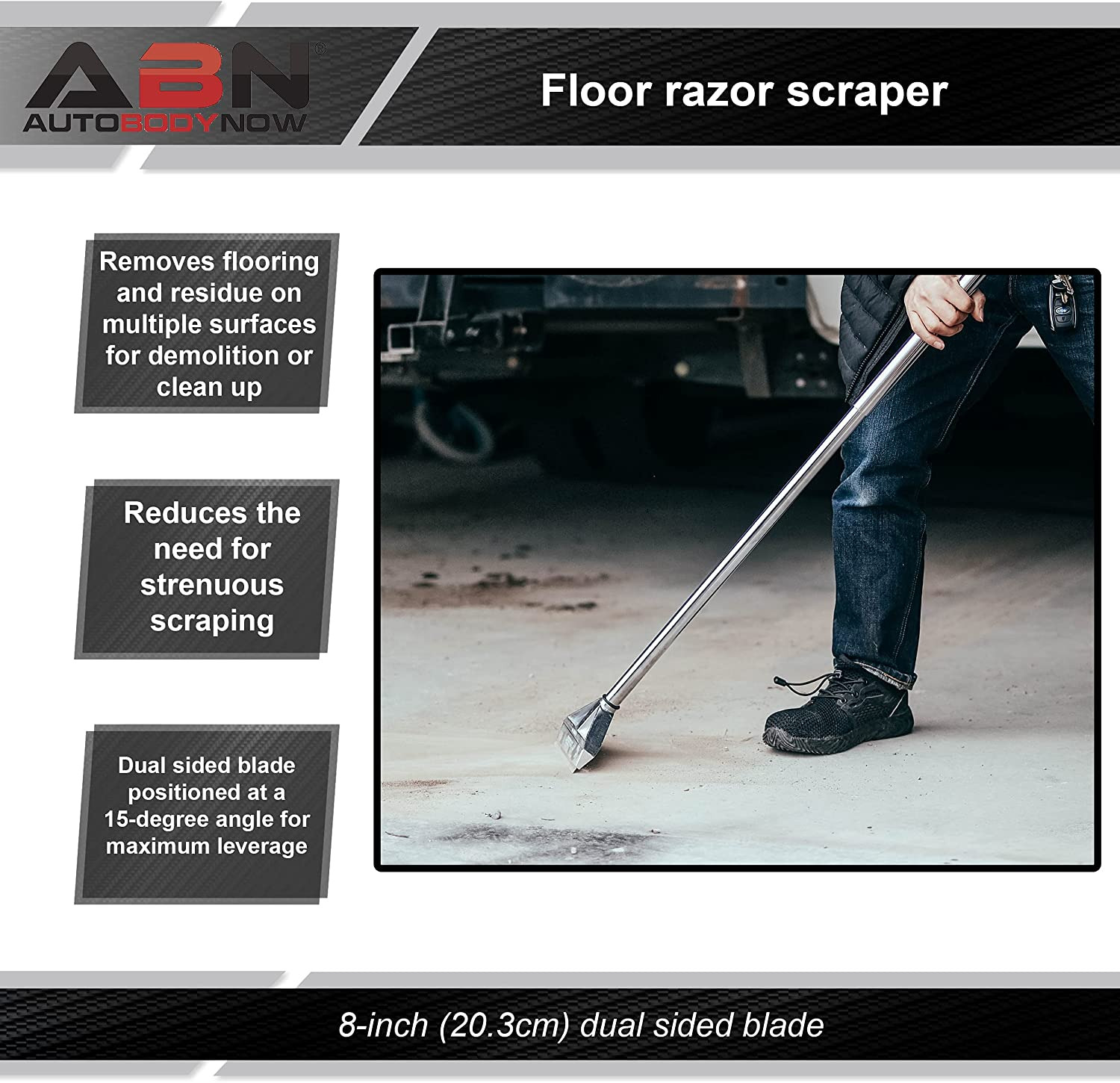Floor Razor Scraper, 8In – Heavy-Duty Adjustable Handle – Demolition, Flooring R - Fresh Stock Dated February 2026
