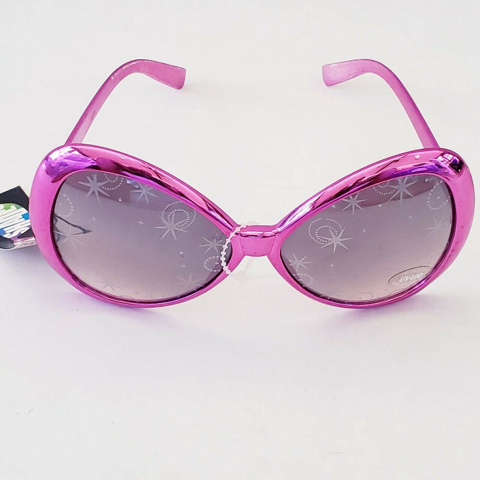 1 pair Pink novelty sunglassesw/ silver designs & tinted lense costume retro - Fresh Stock Dated February 2026