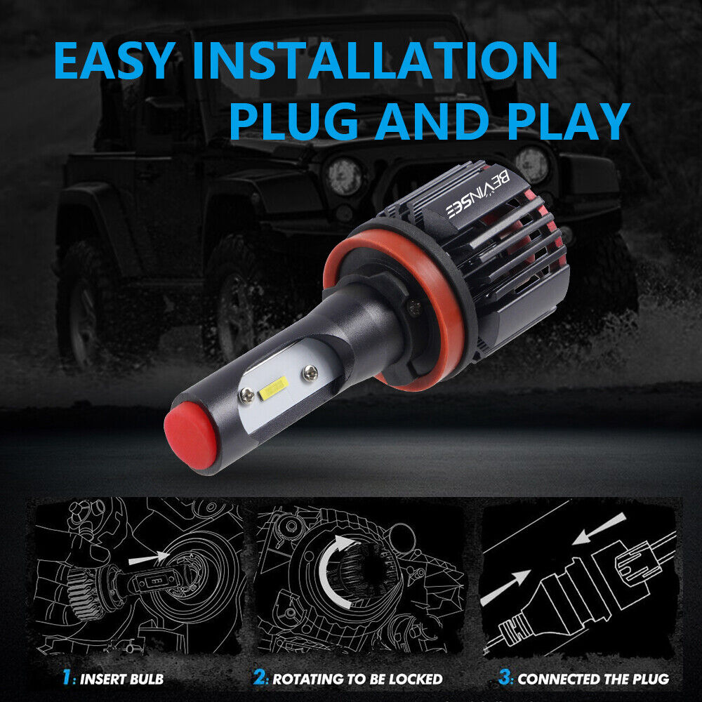 For Kawasaki Ninja ZX10R ZX1000 06-10 2x H11 H9 LED Headlights 6000K White Bulbs - Fresh Stock Dated February 2026