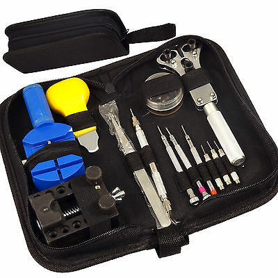 13 pc Watch Repair Tool Kit Zip Case Battery Opener Link Pin Remover Screwdriver - Fresh Stock Dated December 2025