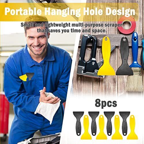 8PCS Plastic Putty Knife, Flexible Plastic Paint Scraper, Resin Scraper Tool - Fresh Stock Dated February 2026