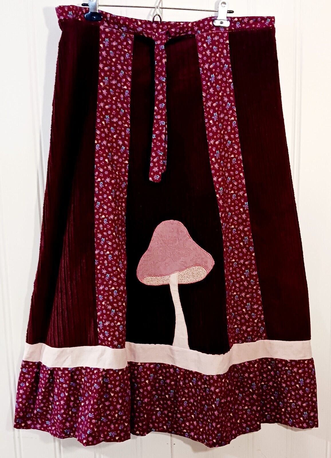 Vintage Boho Handmade Skirt Long Cotton & Corduroy Mushroom Fruit - Fresh Stock Dated March 2026