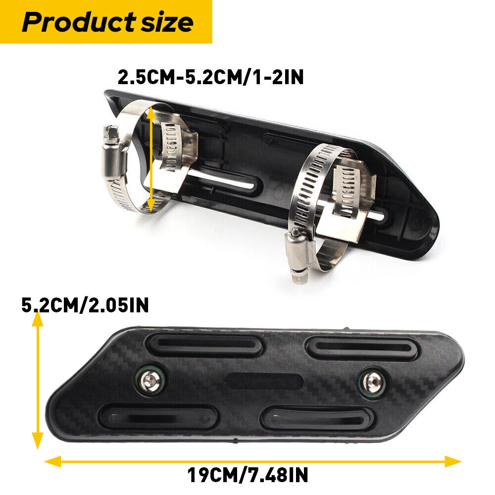 Exhaust Muffler Pipe Heat Shield Cover Heel Guard Universal Black Motorcycle - Fresh Stock Dated February 2026