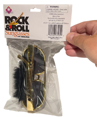 ELVIS SUNGLASSES With Sideburns Presley Rock & Roll Sun Glasses Costume Gold Gag - Fresh Stock Dated December 2025