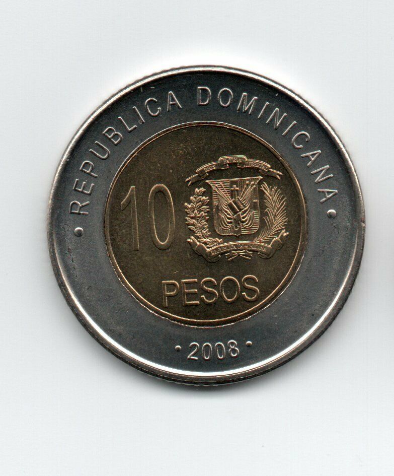 Dominican Republic 10 pesos 2008 Km 106 UNC - Fresh Stock Dated December 2025