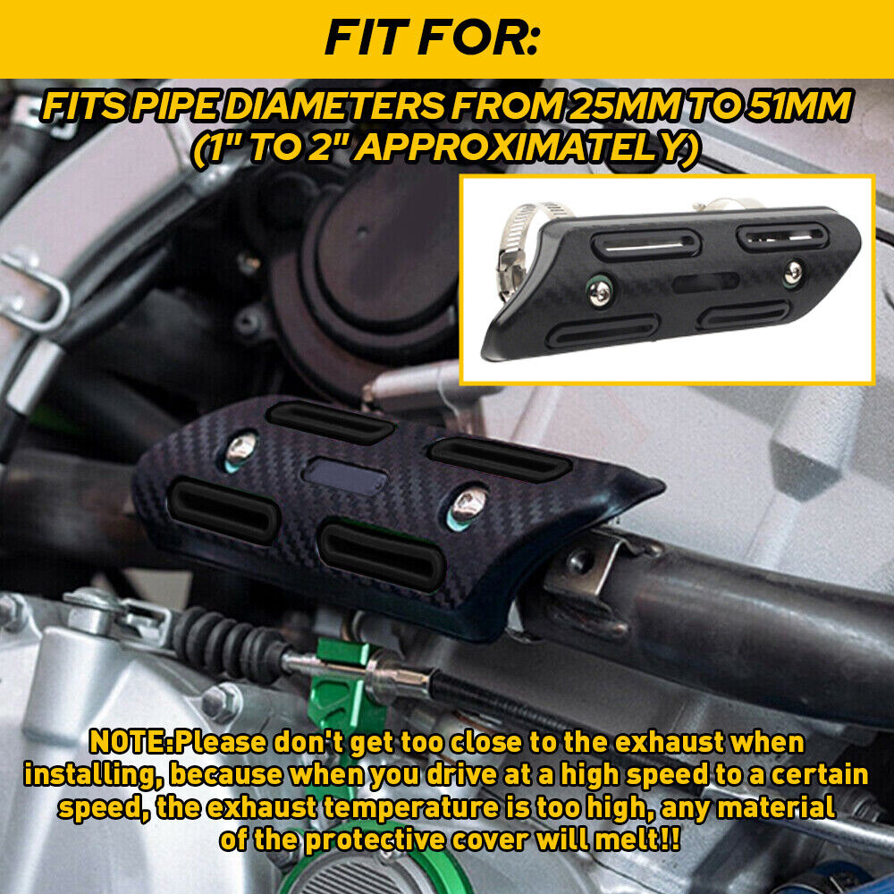 Exhaust Muffler Pipe Heat Shield Cover Heel Guard Universal Black Motorcycle - Fresh Stock Dated February 2026