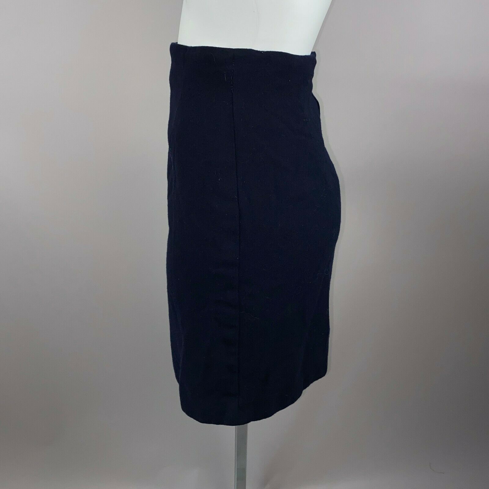 Vtg 80s Gianni Versace Couture Navy Blue Pencil Skirt Wool Zip Size 42 US Size 8 - Fresh Stock Dated February 2026