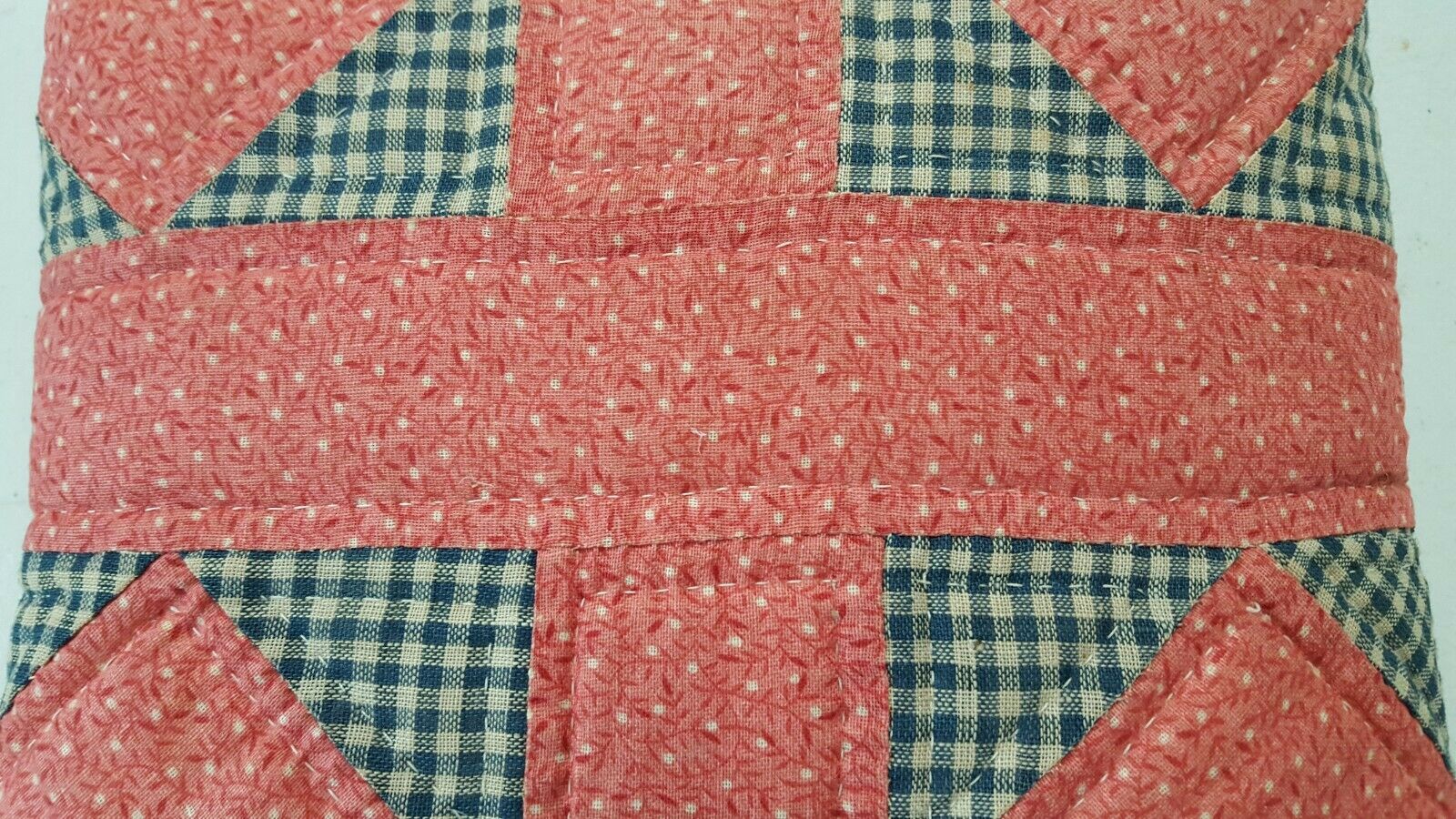 Childs Vintage Plaid Patchwork Quilted Pillow Red Blue Hand Stitched Small  3390 - Fresh Stock Dated January 2026