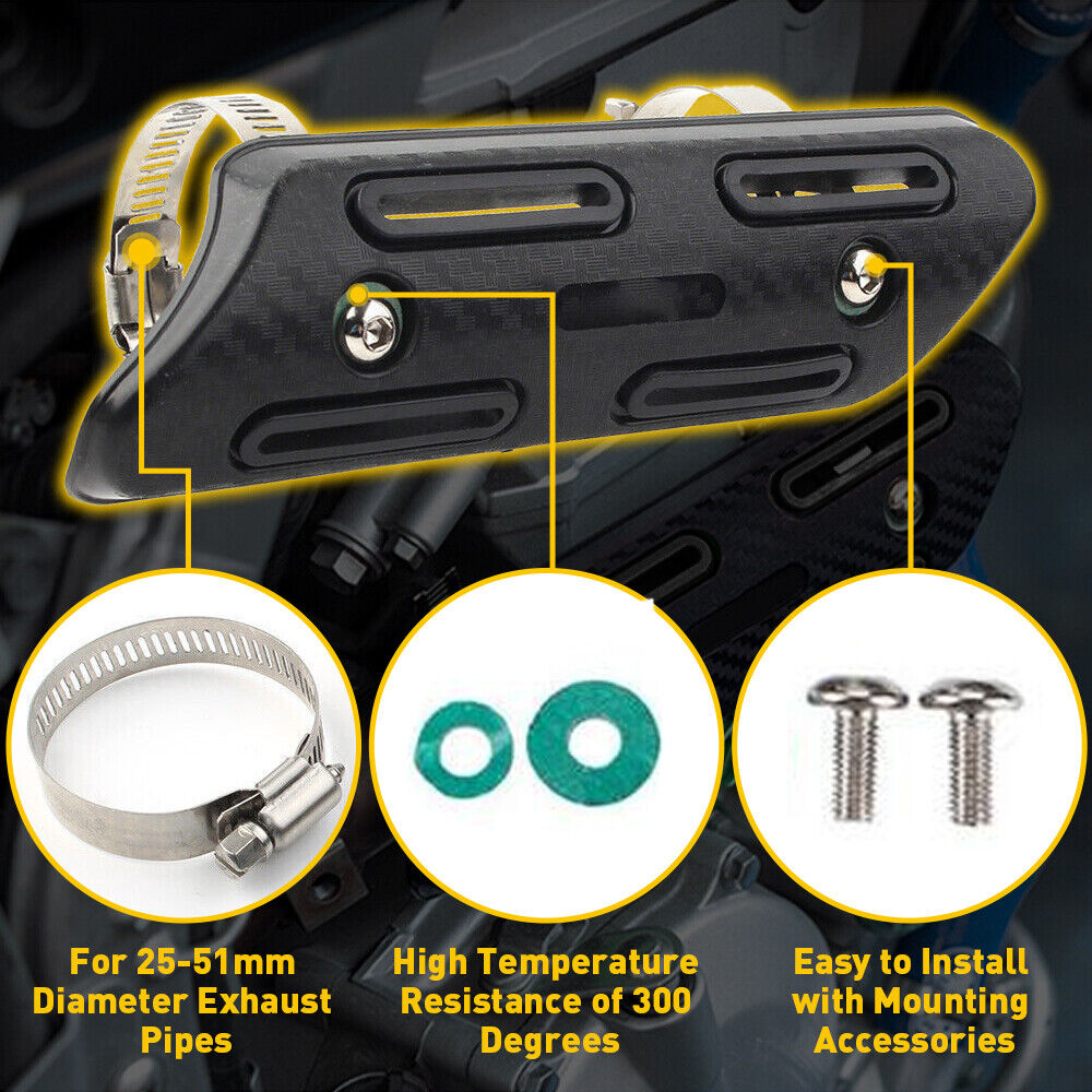 Exhaust Muffler Pipe Heat Shield Cover Heel Guard Universal Black Motorcycle - Fresh Stock Dated February 2026