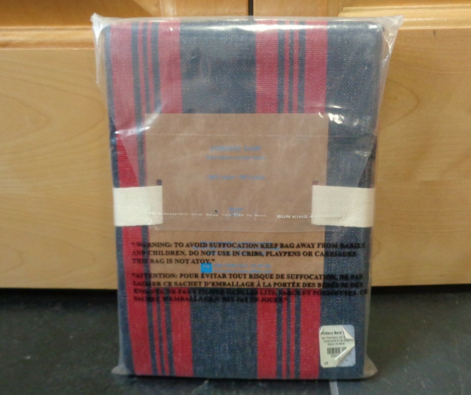 NEW Pottery Barn Teen PB Teen Taos Striped Red Blue Standard Sham Set of 2 - Fresh Stock Dated December 2025