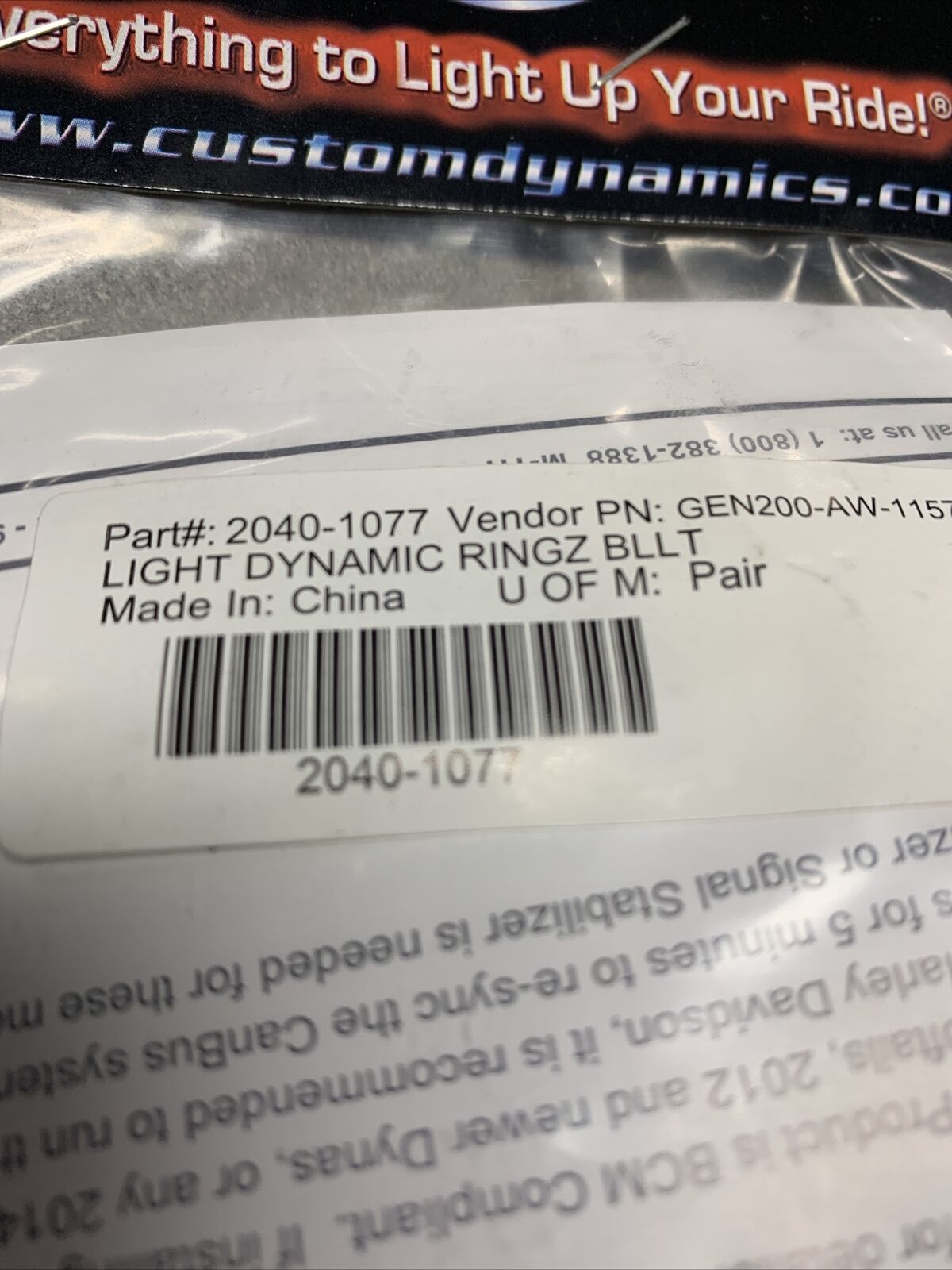 Front Dynamic Ringz™ LED Turn Signal Insert 2040-1077 - Fresh Stock Dated February 2026