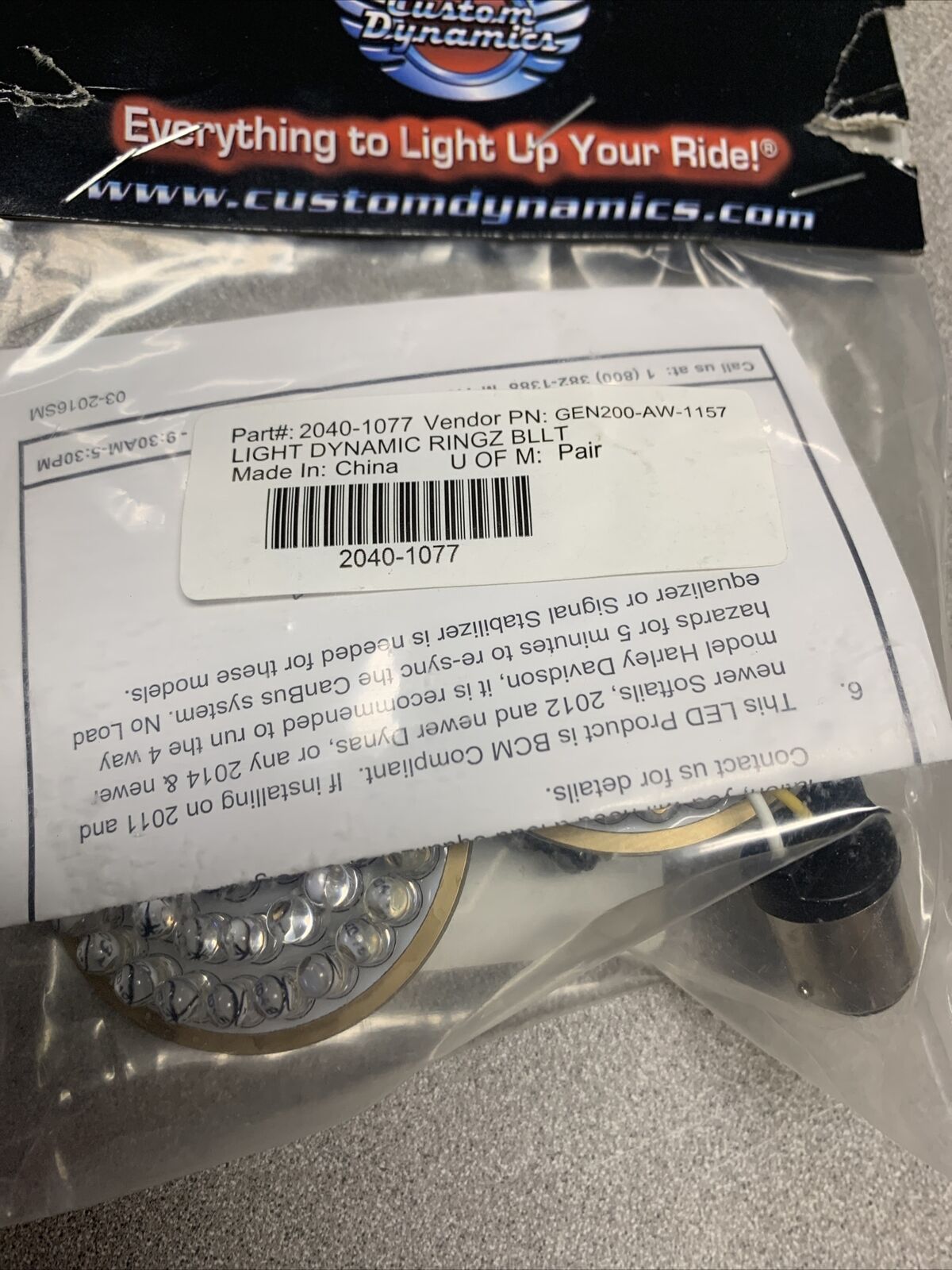 Front Dynamic Ringz™ LED Turn Signal Insert 2040-1077 - Fresh Stock Dated February 2026