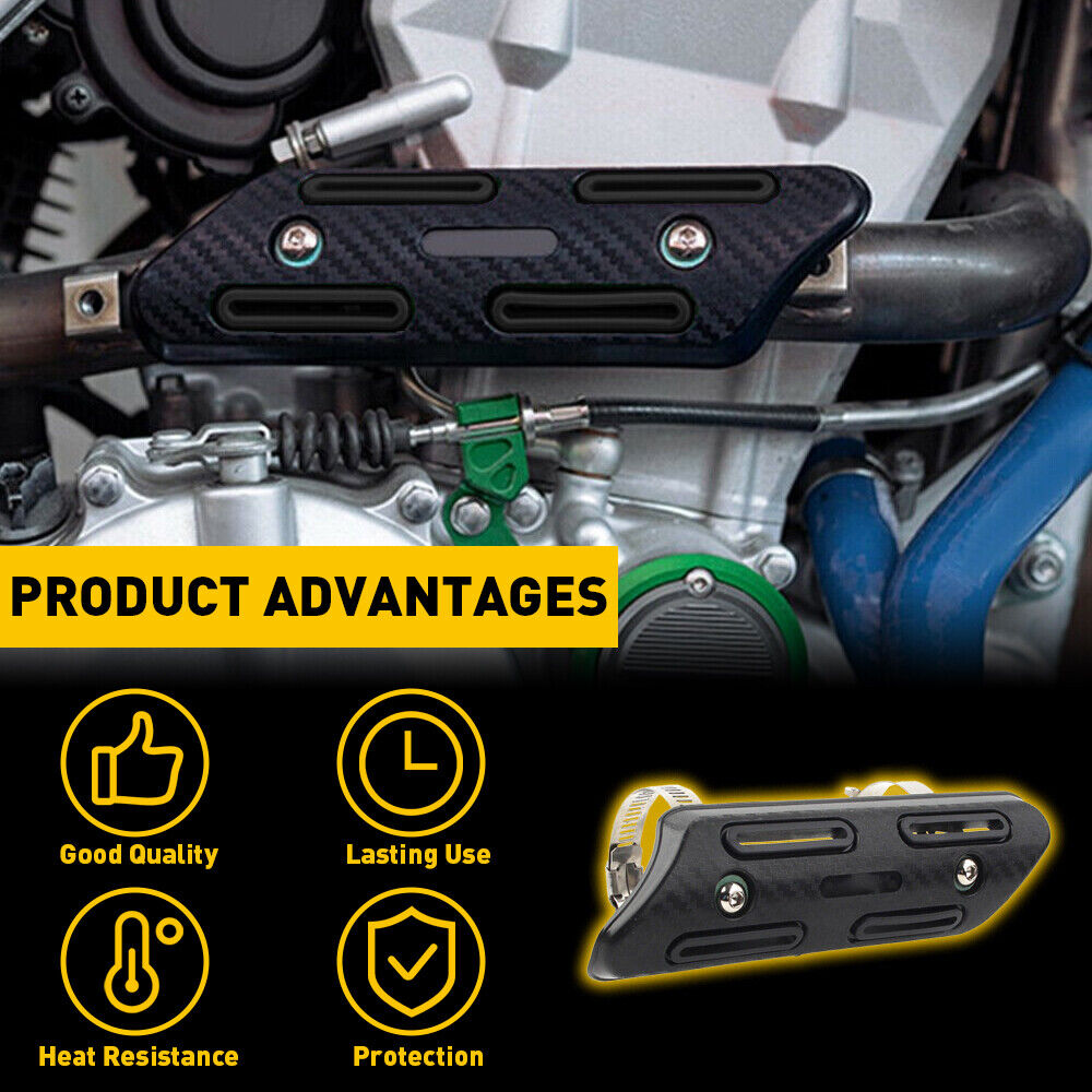 Exhaust Muffler Pipe Heat Shield Cover Heel Guard Universal Black Motorcycle - Fresh Stock Dated February 2026