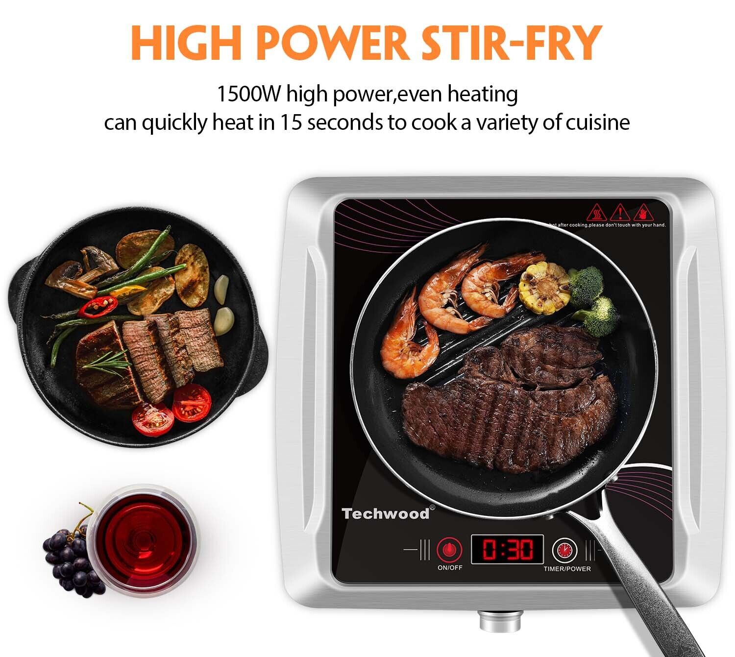 Techwood ES-3105 Electric Portable Ceramic Infrared Cooktop Hot Plate Burner - Fresh Stock Dated February 2026