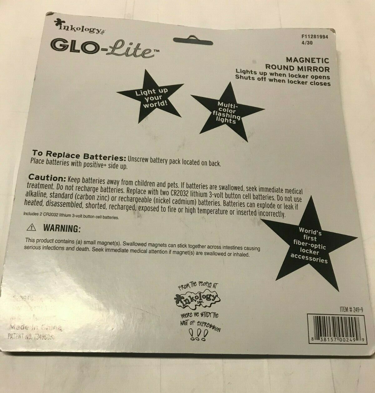 Inkology Glo-Lite Magnetic Mirror,Item # 249-9 - Fresh Stock Dated February 2026