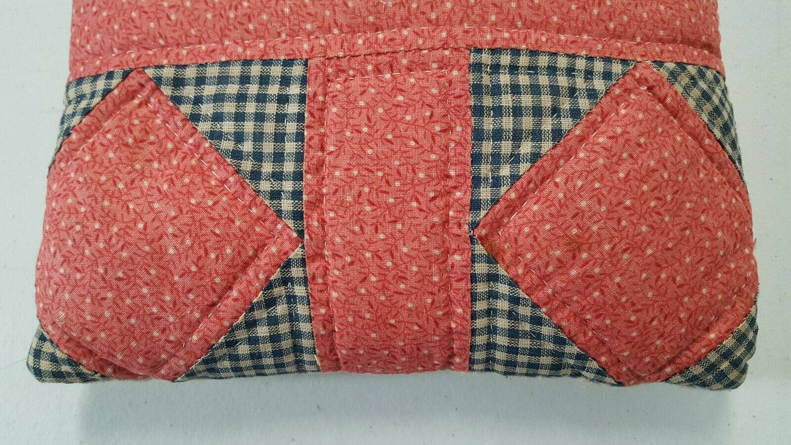 Childs Vintage Plaid Patchwork Quilted Pillow Red Blue Hand Stitched Small  3390 - Fresh Stock Dated January 2026