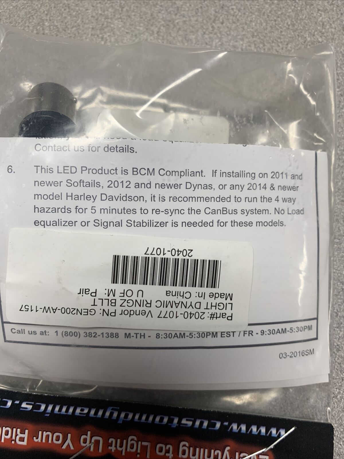 Front Dynamic Ringz™ LED Turn Signal Insert 2040-1077 - Fresh Stock Dated February 2026