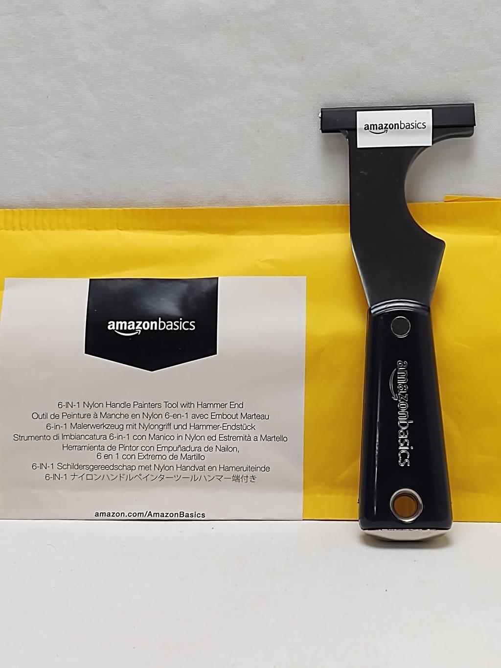 Amazon Basics 6-IN-1 Nylon Handle Painters Tool with Hammer End - Fresh Stock Dated February 2026