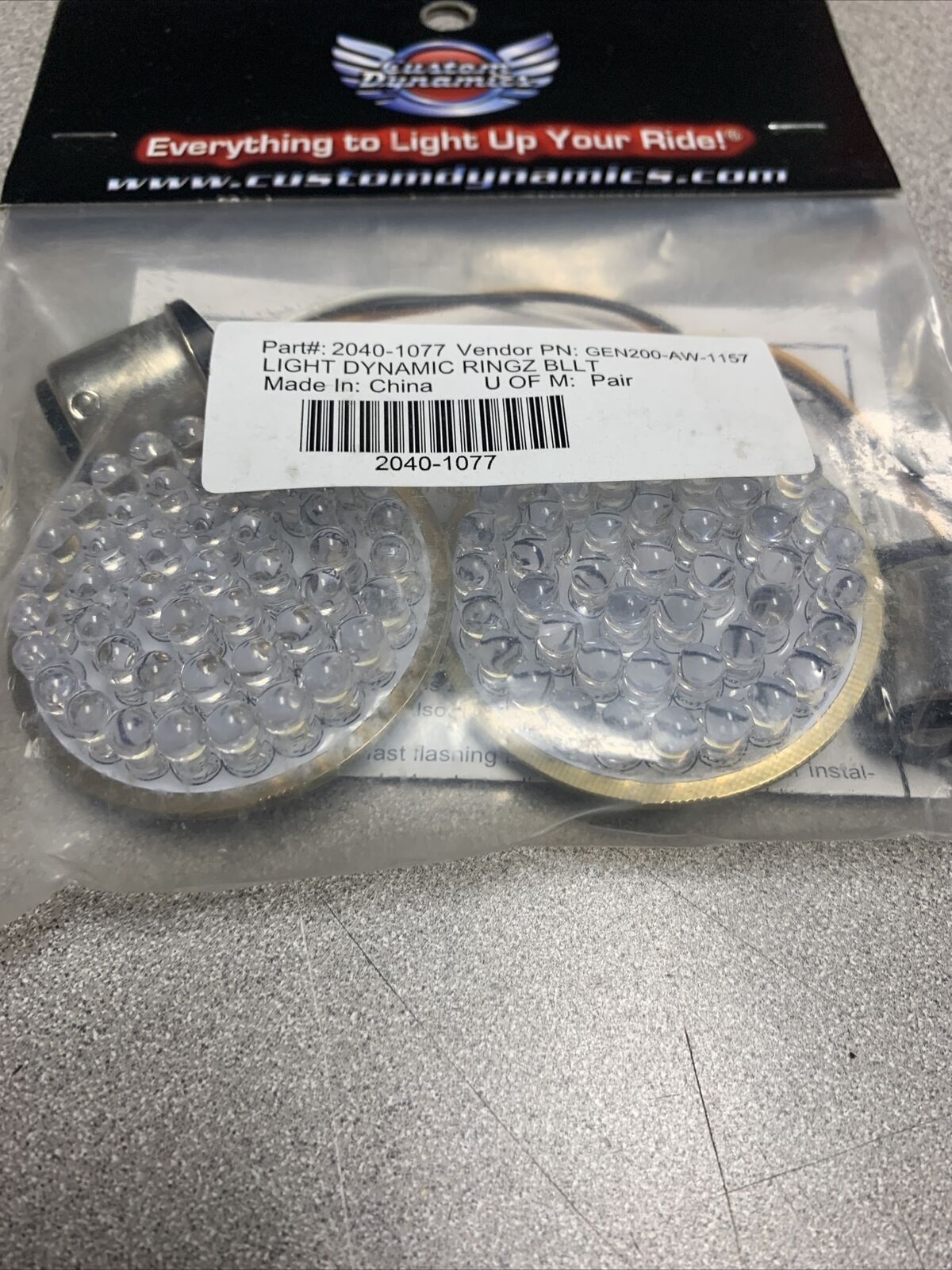 Front Dynamic Ringz™ LED Turn Signal Insert 2040-1077 - Fresh Stock Dated February 2026