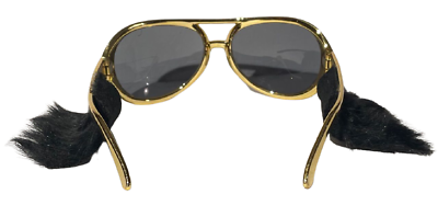 ELVIS SUNGLASSES With Sideburns Presley Rock & Roll Sun Glasses Costume Gold Gag - Fresh Stock Dated December 2025